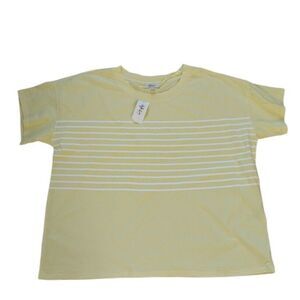 Style & Co T Shirt Women 3X Plus Yellow White Stripes 100%‎ Cotton Relaxed Tee